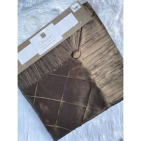 NWT SARO Lifestyle Brown Diamond Crinkle Pintuck 60”X60” Tablecloth - Picture 3 of 12